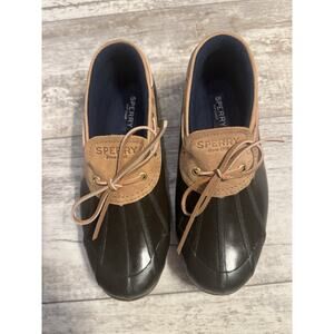Sperry Womens 8.5M Waterproof Rubber Duck Boat Shoes Brown Tan